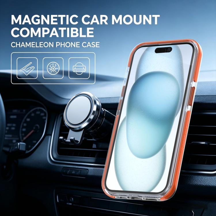 For iPhone 14 Plus Dual Color Gradient Discolor 360 Degree Rotation Holder Magnetic Phone Case