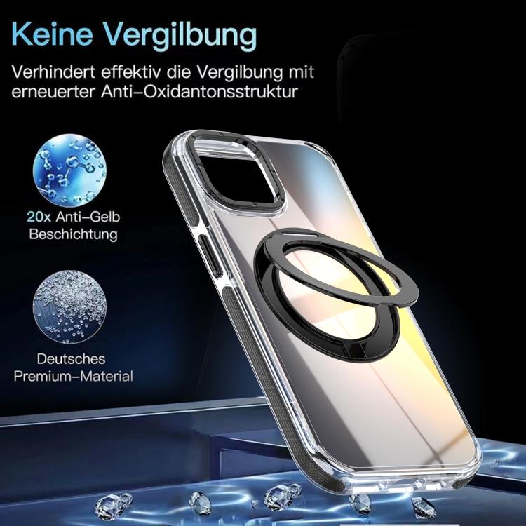 For iPhone 14 Plus Dual Color Gradient Discolor 360 Degree Rotation Holder Magnetic Phone Case