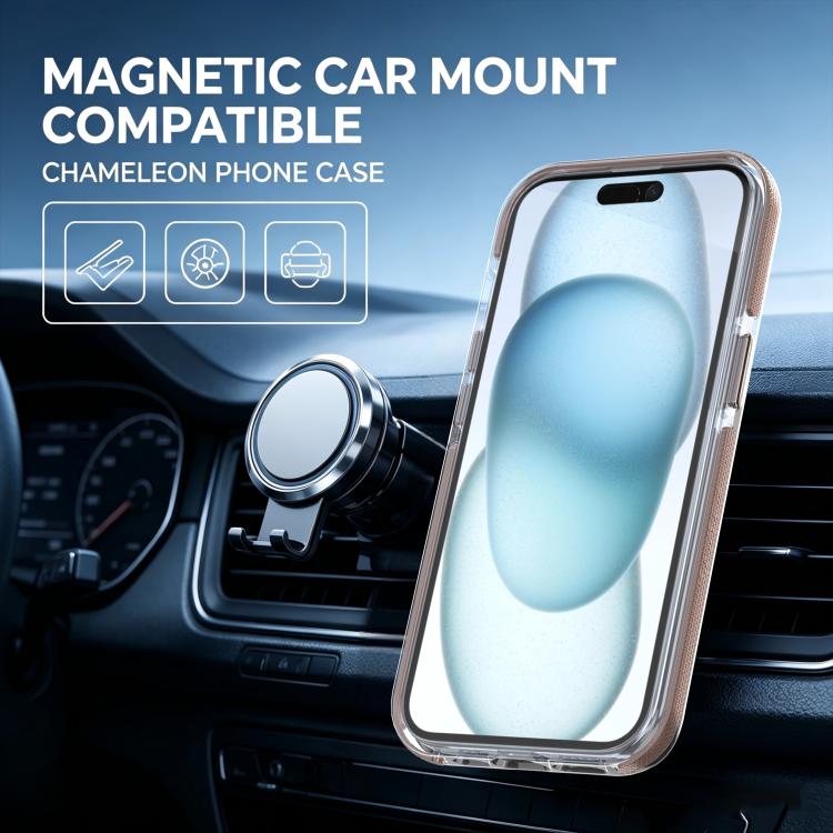 For iPhone 14 Plus Dual Color Gradient Discolor 360 Degree Rotation Holder Magnetic Phone Case