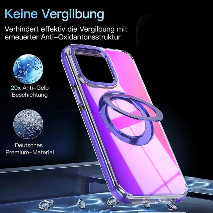 For iPhone 13 Pro Max Dual Color Gradient Discolor 360 Degree Rotation Holder Magnetic Phone Case
