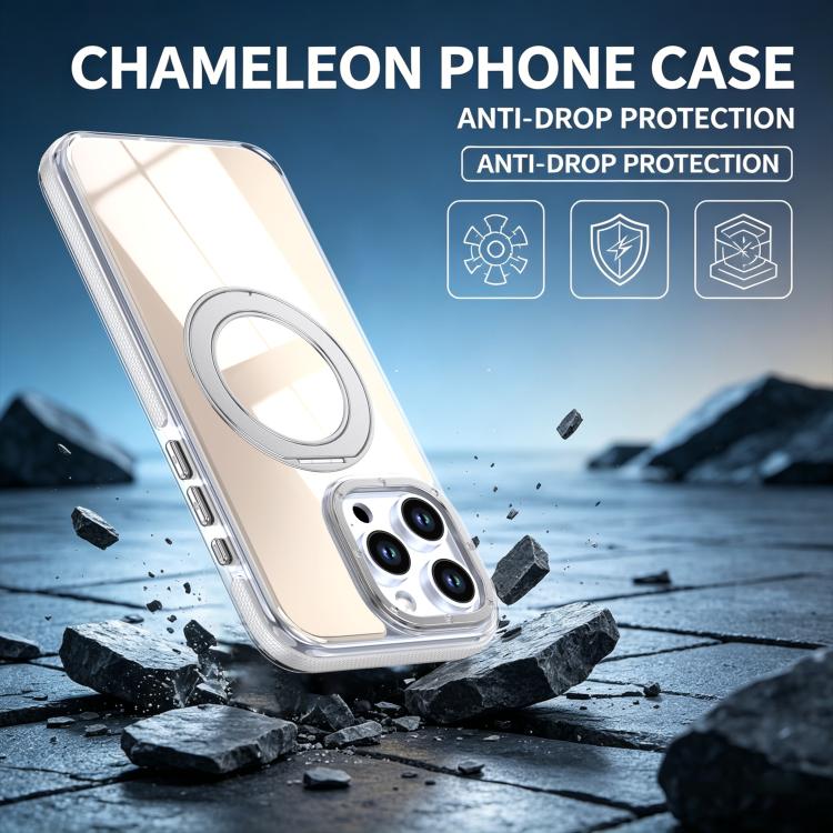 For iPhone 13 Pro Dual Color Gradient Discolor 360 Degree Rotation Holder Magnetic Phone Case