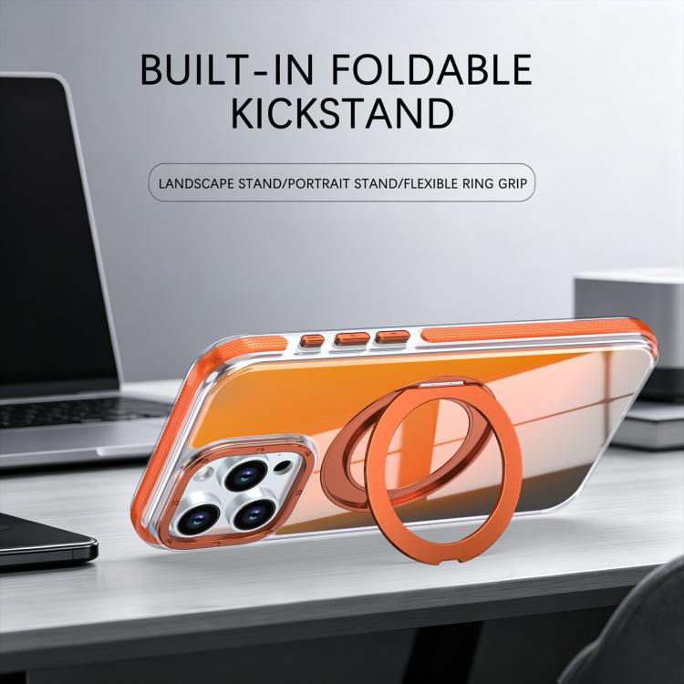 For iPhone 13 Pro Dual Color Gradient Discolor 360 Degree Rotation Holder Magnetic Phone Case