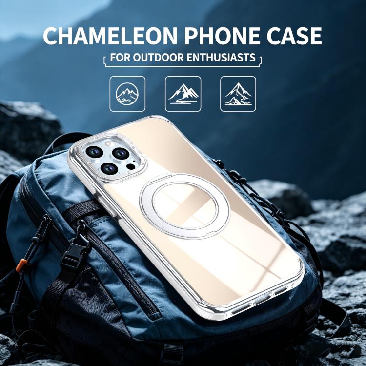 For iPhone 12 Pro Max Dual Color Gradient Discolor 360 Degree Rotation Holder Magnetic Phone Case