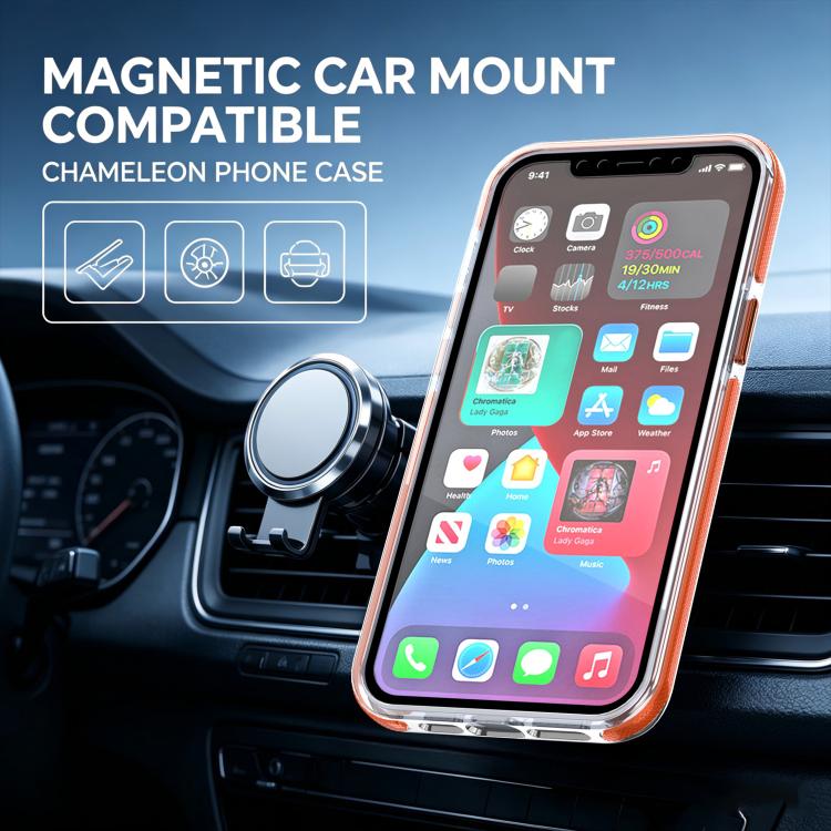 For iPhone 12 Pro Max Dual Color Gradient Discolor 360 Degree Rotation Holder Magnetic Phone Case
