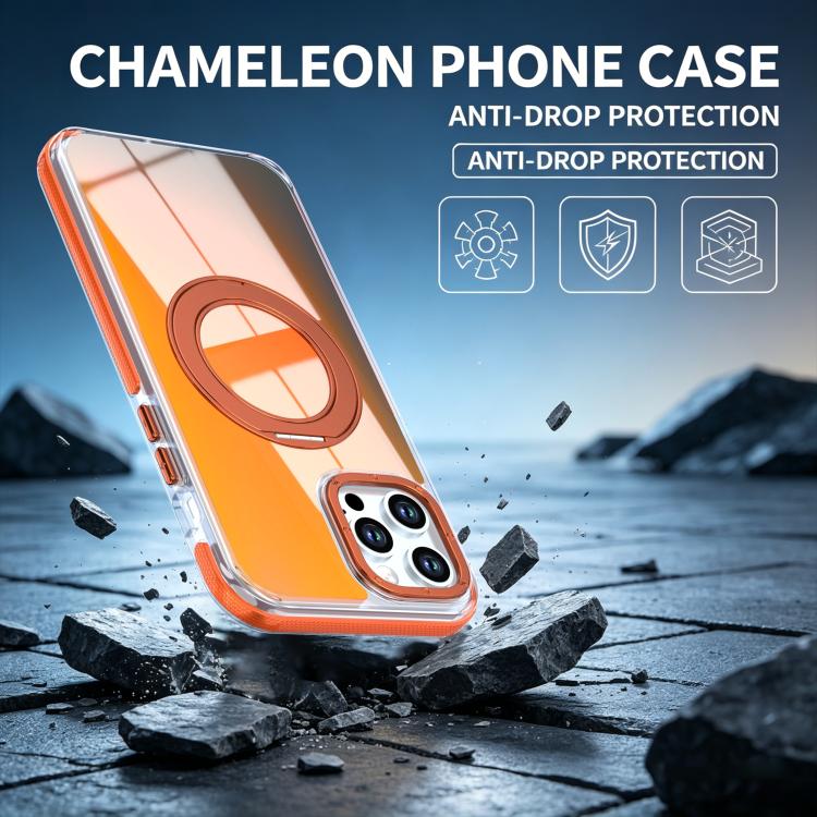 For iPhone 12 Pro Max Dual Color Gradient Discolor 360 Degree Rotation Holder Magnetic Phone Case