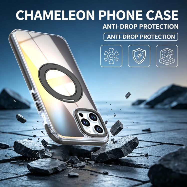 For iPhone 12 Pro Max Dual Color Gradient Discolor 360 Degree Rotation Holder Magnetic Phone Case