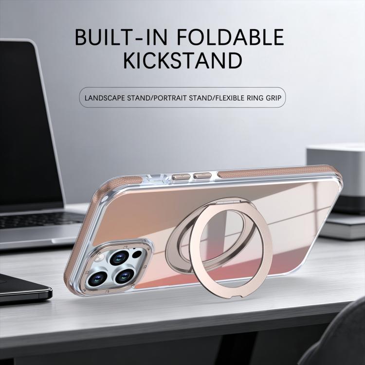 For iPhone 12 Pro Max Dual Color Gradient Discolor 360 Degree Rotation Holder Magnetic Phone Case