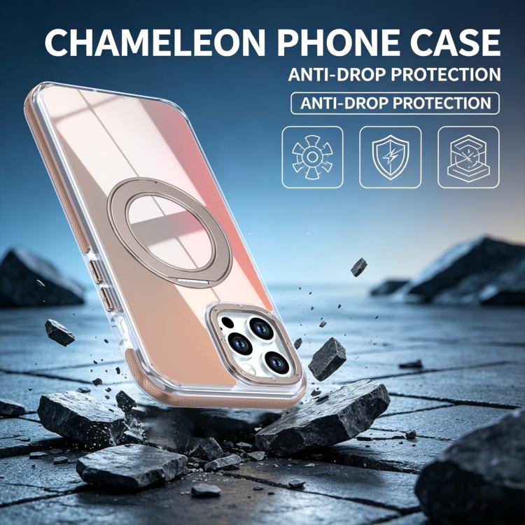 For iPhone 12 Pro Max Dual Color Gradient Discolor 360 Degree Rotation Holder Magnetic Phone Case