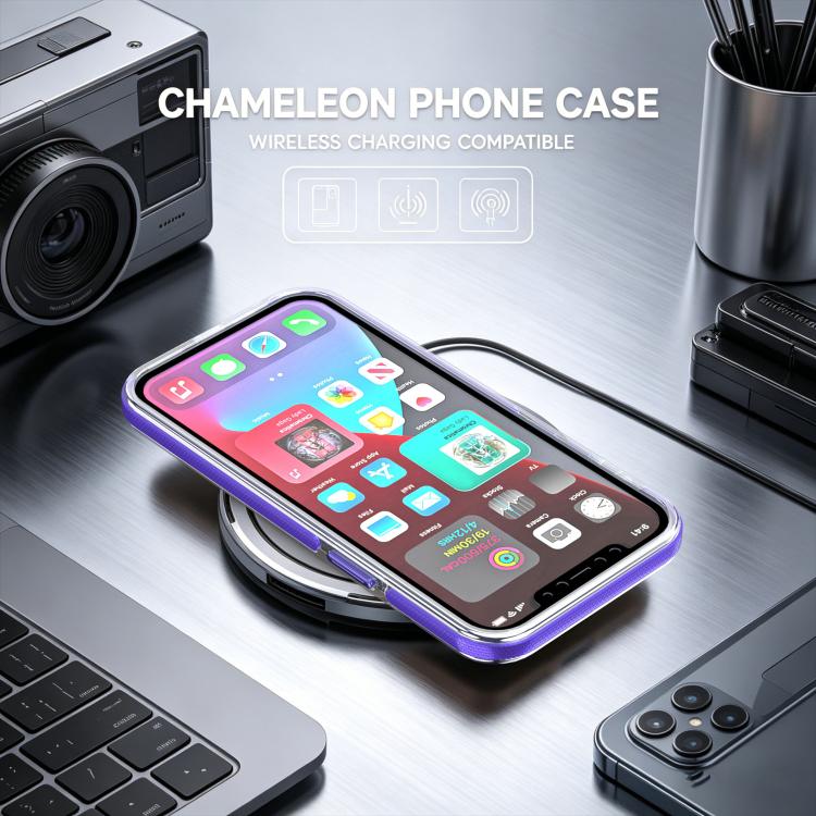For iPhone 12 Pro Max Dual Color Gradient Discolor 360 Degree Rotation Holder Magnetic Phone Case