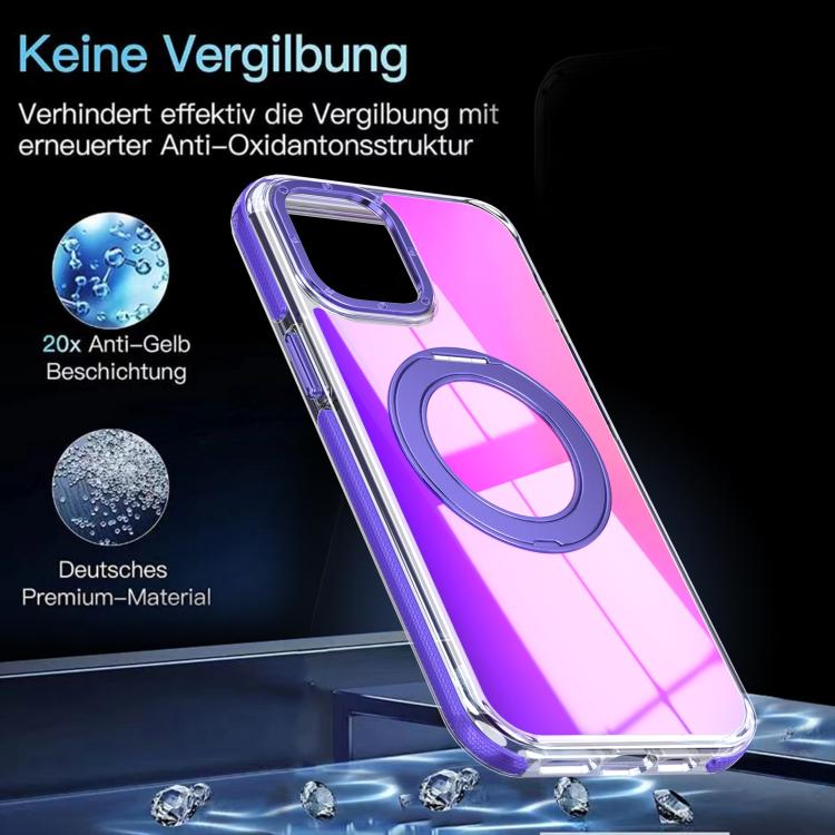 For iPhone 12 Pro Max Dual Color Gradient Discolor 360 Degree Rotation Holder Magnetic Phone Case