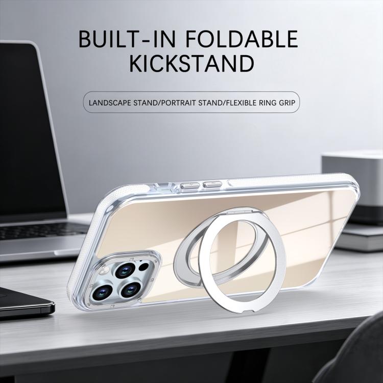 For iPhone 12 / 12 Pro Dual Color Gradient Discolor 360 Degree Rotation Holder Magnetic Phone Case