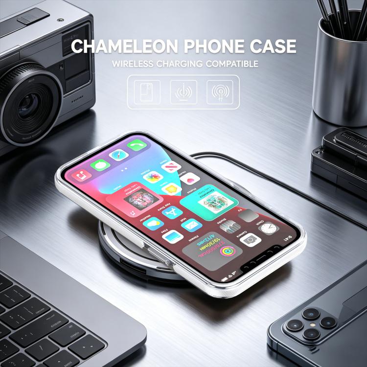 For iPhone 12 / 12 Pro Dual Color Gradient Discolor 360 Degree Rotation Holder Magnetic Phone Case