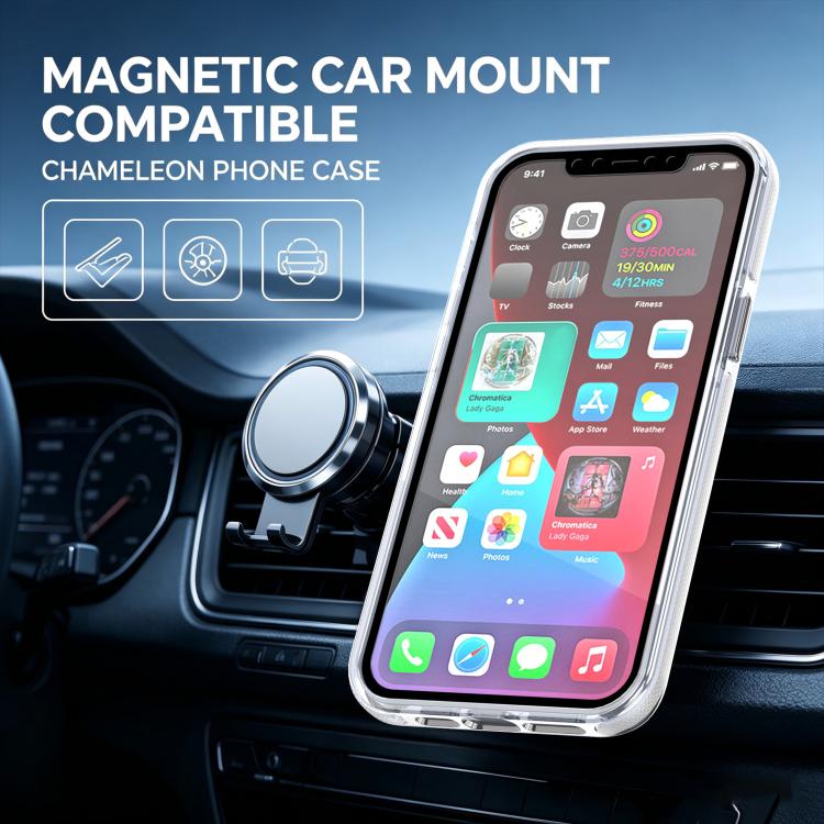 For iPhone 12 / 12 Pro Dual Color Gradient Discolor 360 Degree Rotation Holder Magnetic Phone Case