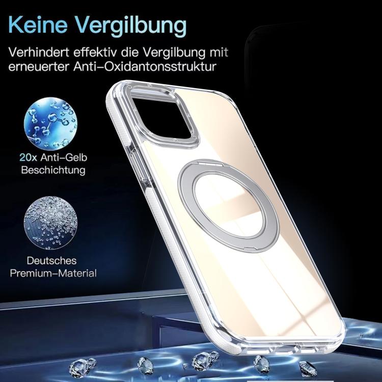 For iPhone 12 / 12 Pro Dual Color Gradient Discolor 360 Degree Rotation Holder Magnetic Phone Case