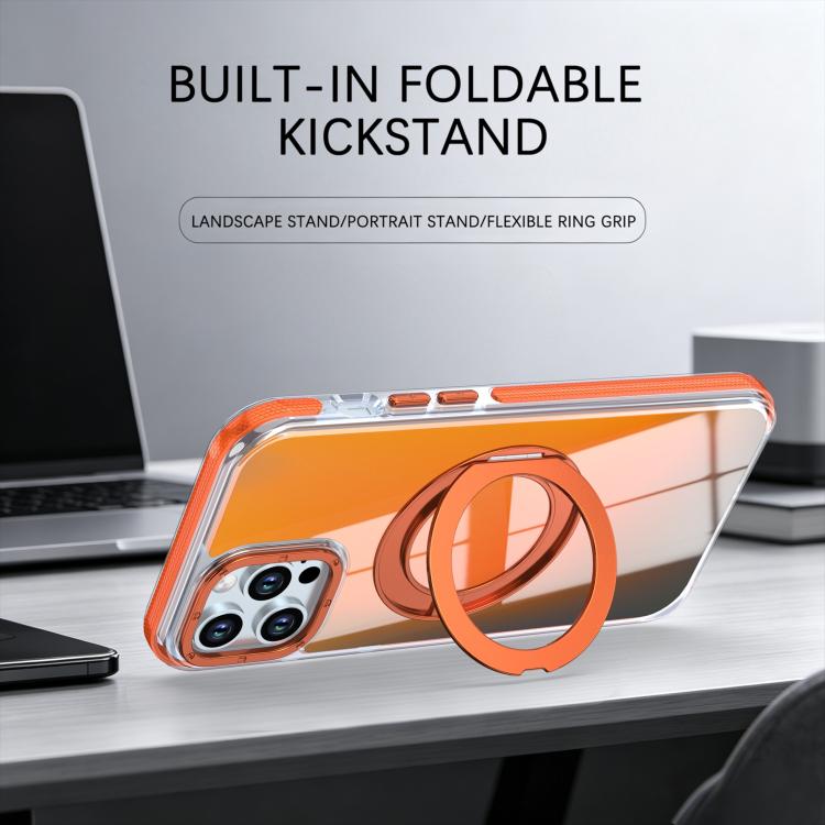 For iPhone 12 / 12 Pro Dual Color Gradient Discolor 360 Degree Rotation Holder Magnetic Phone Case