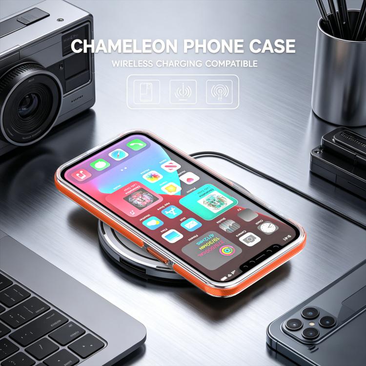 For iPhone 12 / 12 Pro Dual Color Gradient Discolor 360 Degree Rotation Holder Magnetic Phone Case