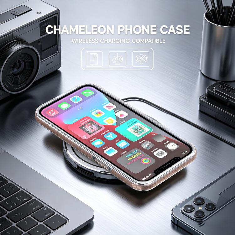 For iPhone 12 / 12 Pro Dual Color Gradient Discolor 360 Degree Rotation Holder Magnetic Phone Case