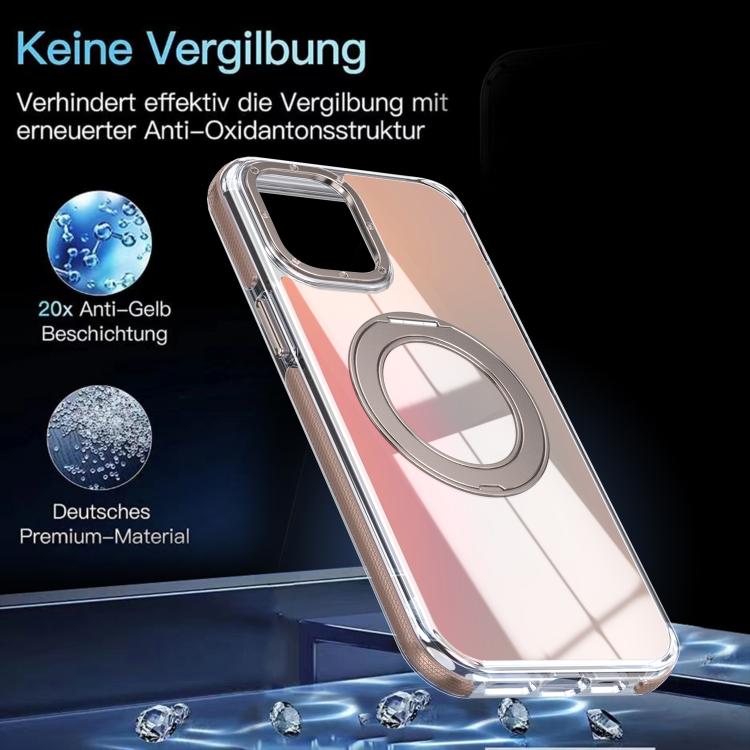 For iPhone 12 / 12 Pro Dual Color Gradient Discolor 360 Degree Rotation Holder Magnetic Phone Case
