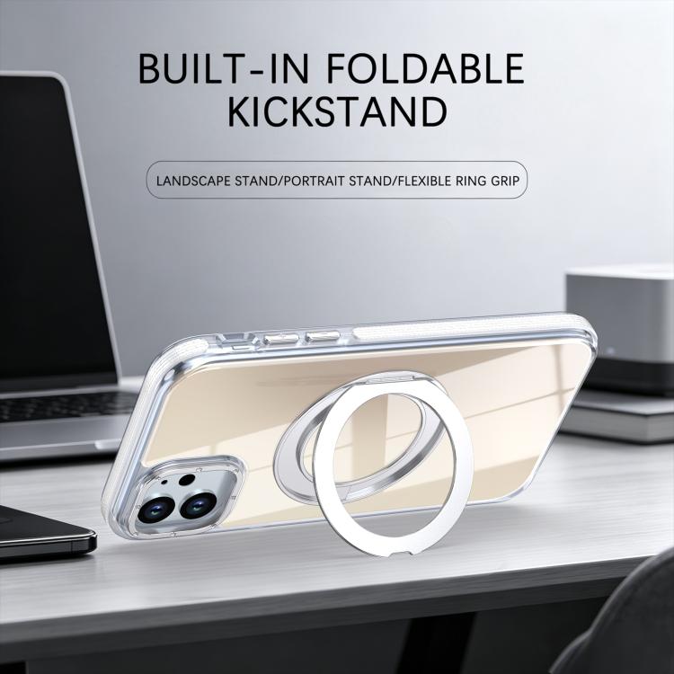 For iPhone 11 Dual Color Gradient Discolor 360 Degree Rotation Holder Magnetic Phone Case