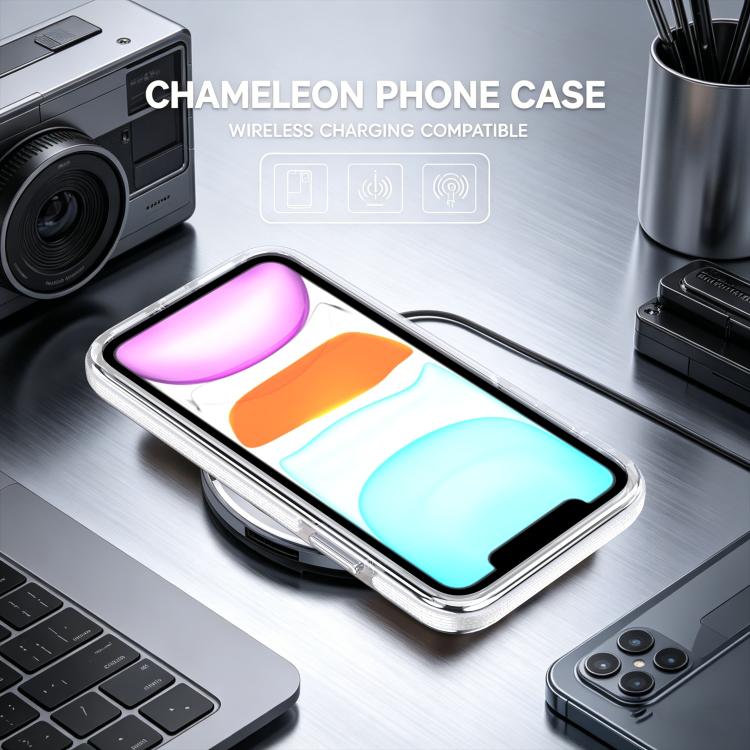 For iPhone 11 Dual Color Gradient Discolor 360 Degree Rotation Holder Magnetic Phone Case