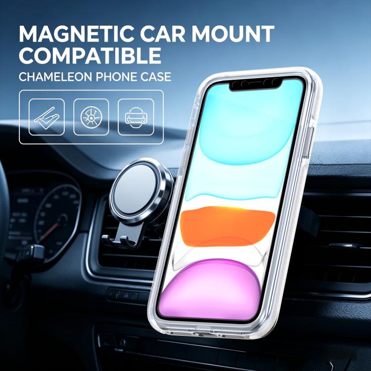 For iPhone 11 Dual Color Gradient Discolor 360 Degree Rotation Holder Magnetic Phone Case