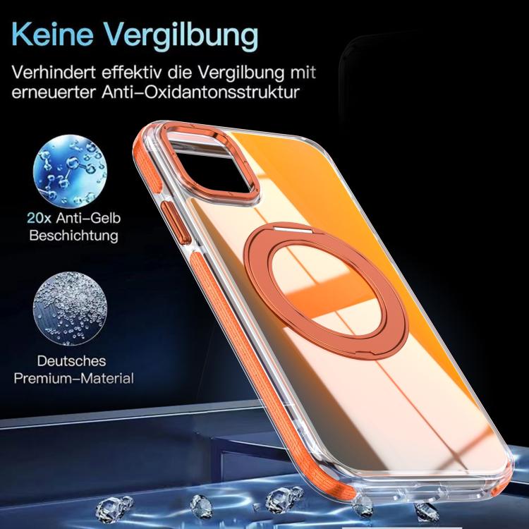 For iPhone 11 Dual Color Gradient Discolor 360 Degree Rotation Holder Magnetic Phone Case