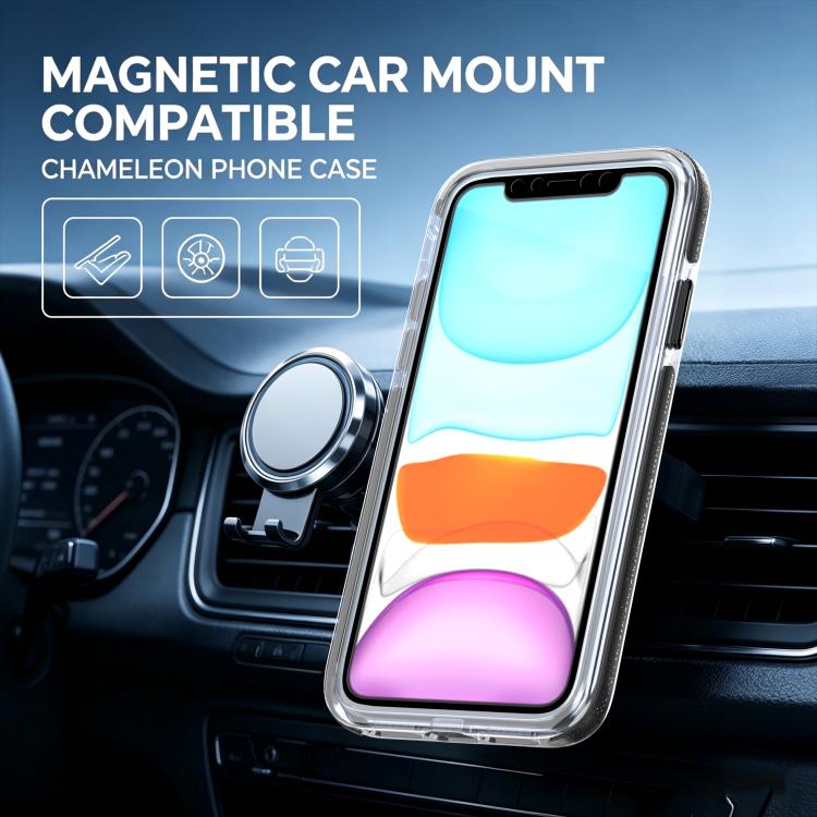 For iPhone 11 Dual Color Gradient Discolor 360 Degree Rotation Holder Magnetic Phone Case