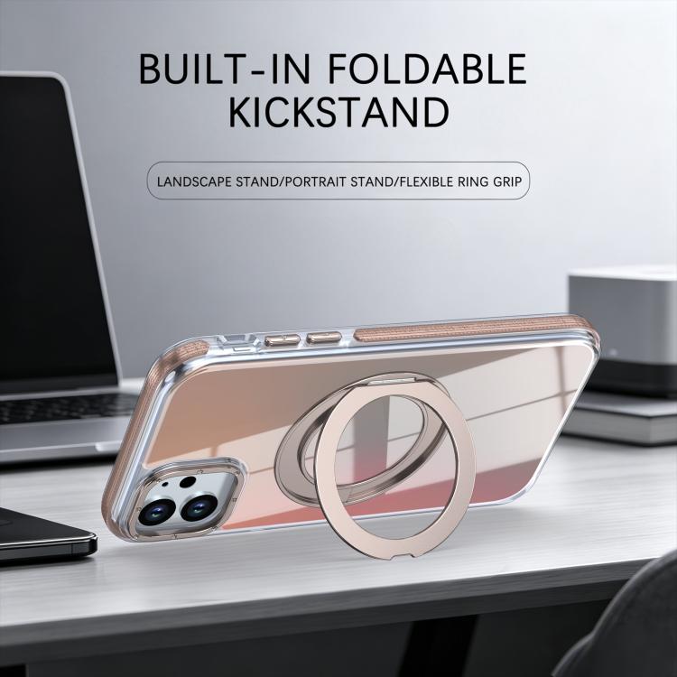 For iPhone 11 Dual Color Gradient Discolor 360 Degree Rotation Holder Magnetic Phone Case