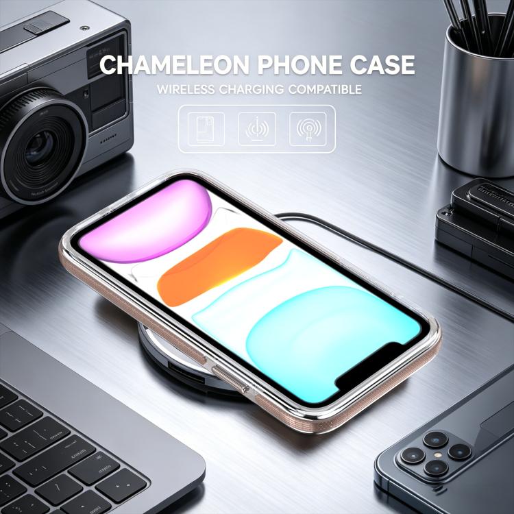 For iPhone 11 Dual Color Gradient Discolor 360 Degree Rotation Holder Magnetic Phone Case