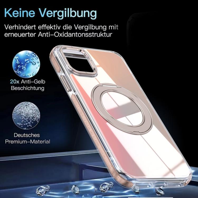 For iPhone 11 Dual Color Gradient Discolor 360 Degree Rotation Holder Magnetic Phone Case