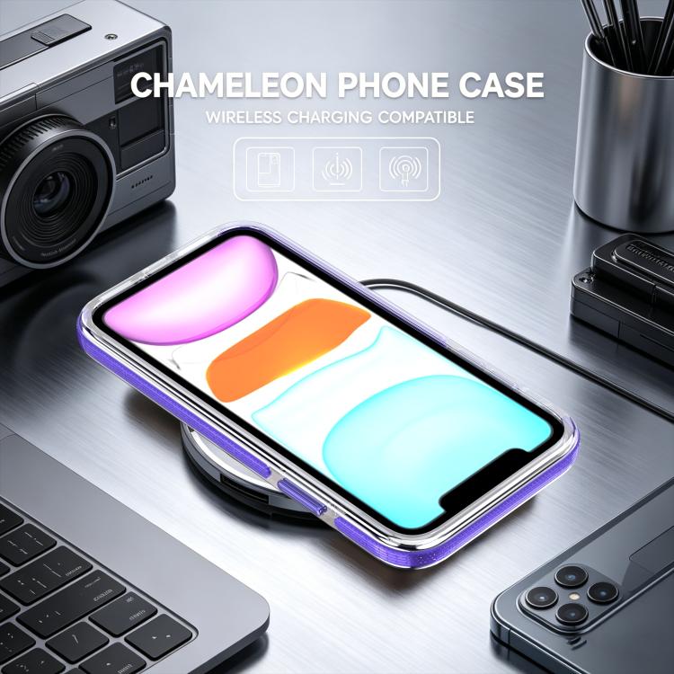 For iPhone 11 Dual Color Gradient Discolor 360 Degree Rotation Holder Magnetic Phone Case