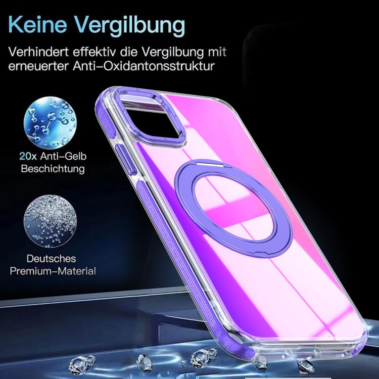 For iPhone 11 Dual Color Gradient Discolor 360 Degree Rotation Holder Magnetic Phone Case