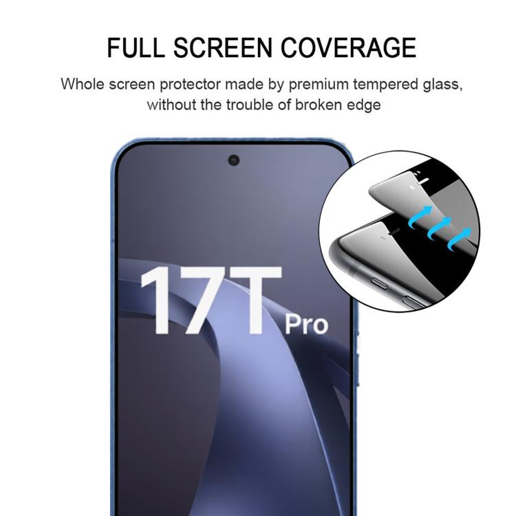 For Xiaomi 17T Pro 5G High Aluminum Full Screen Silk Printing Tempered Glass Film, Support Fingerprint Unlocking