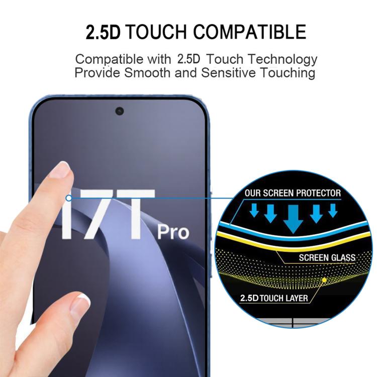 For Xiaomi 17T Pro 5G High Aluminum Full Screen Silk Printing Tempered Glass Film, Support Fingerprint Unlocking