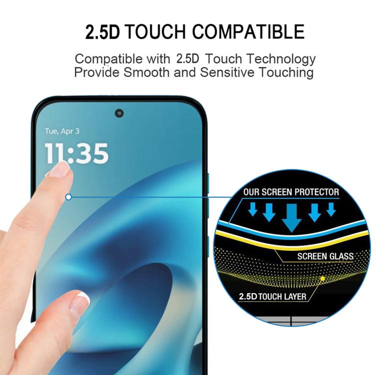 For Motorola Moto G87 5G 25pcs High Aluminum Full Screen Silk Printing Tempered Glass Film, Support Fingerprint Unlocking