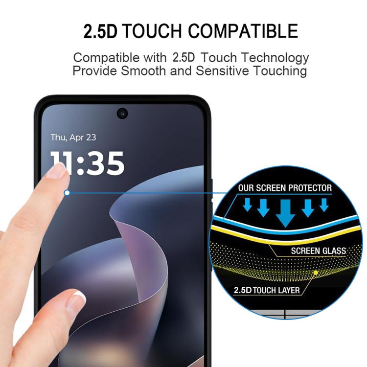 For Motorola Edge 5G 2026 25pcs High Aluminum Full Screen Silk Printing Tempered Glass Film, Support Fingerprint Unlocking