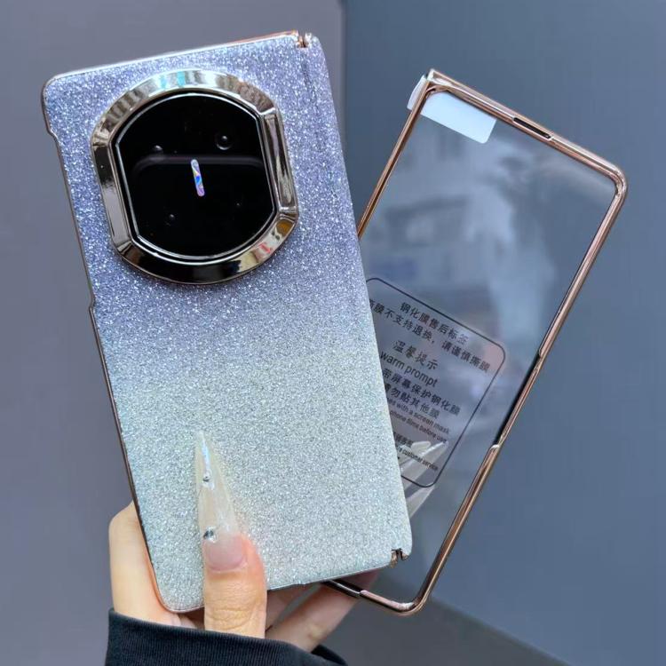 For Huawei Mate X7 Single Axis Gradient Glitter Shockproof Phone Case with Frame / Glass Film