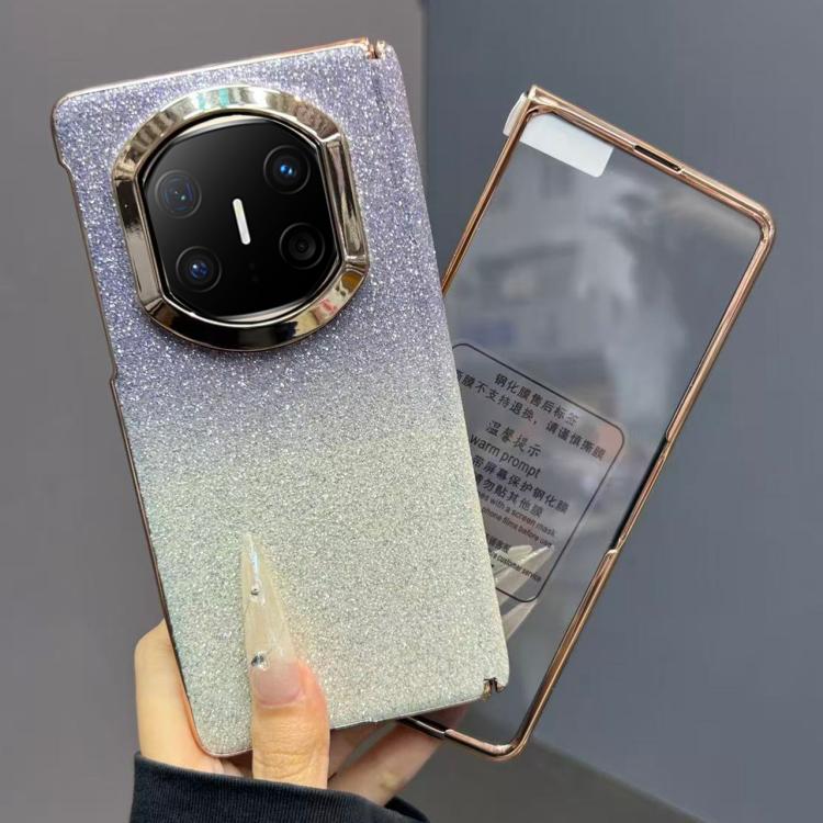For Huawei Mate X6 Single Axis Gradient Glitter Shockproof Phone Case with Frame / Glass Film