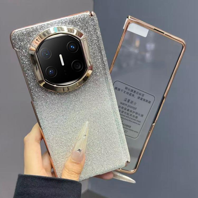 For Huawei Mate X6 Single Axis Gradient Glitter Shockproof Phone Case with Frame / Glass Film