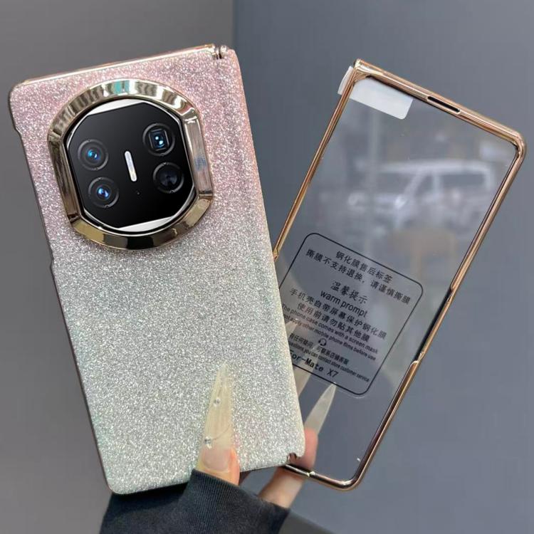 For Huawei Mate X5 Single Axis Gradient Glitter Shockproof Phone Case with Frame / Glass Film
