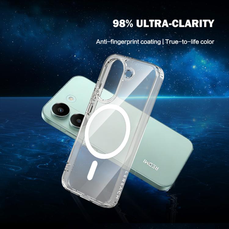 For Redmi Turbo 5 5G/Poco X8 Pro 5G LeReach TOC Clear Series Dual-Composite Armor TPU + Acrylic Shockproof Magnetic Phone Case - Transparent