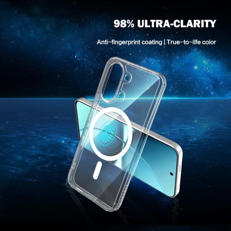 For Redmi Turbo 5 Max LeReach TOC Clear Series Dual-Composite Armor TPU + Acrylic Shockproof Magnetic Phone Case - Transparent