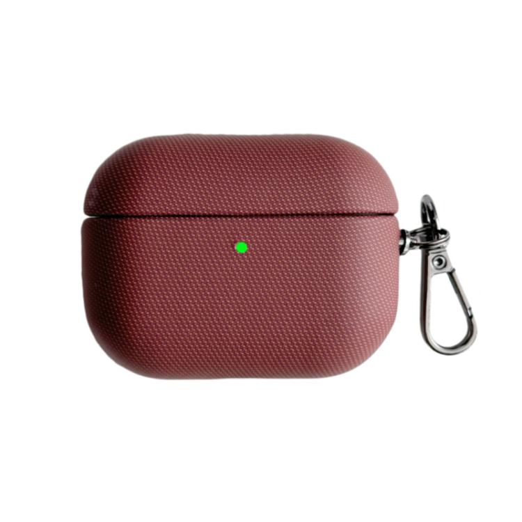 For AirPods Pro 2 Shockproof PC Hybrid PU Leather Earphone Case with Carabiner