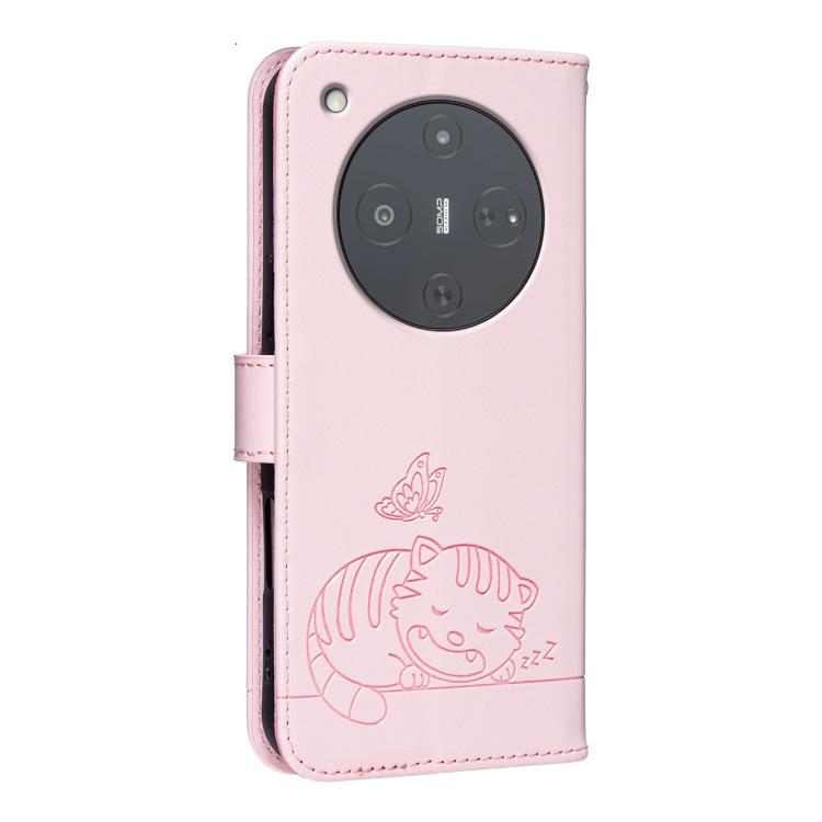For ZTE nubia P9 Pro 5G Cat Butterfly Embossed RFID Vegan Leather Phone Case with Strap