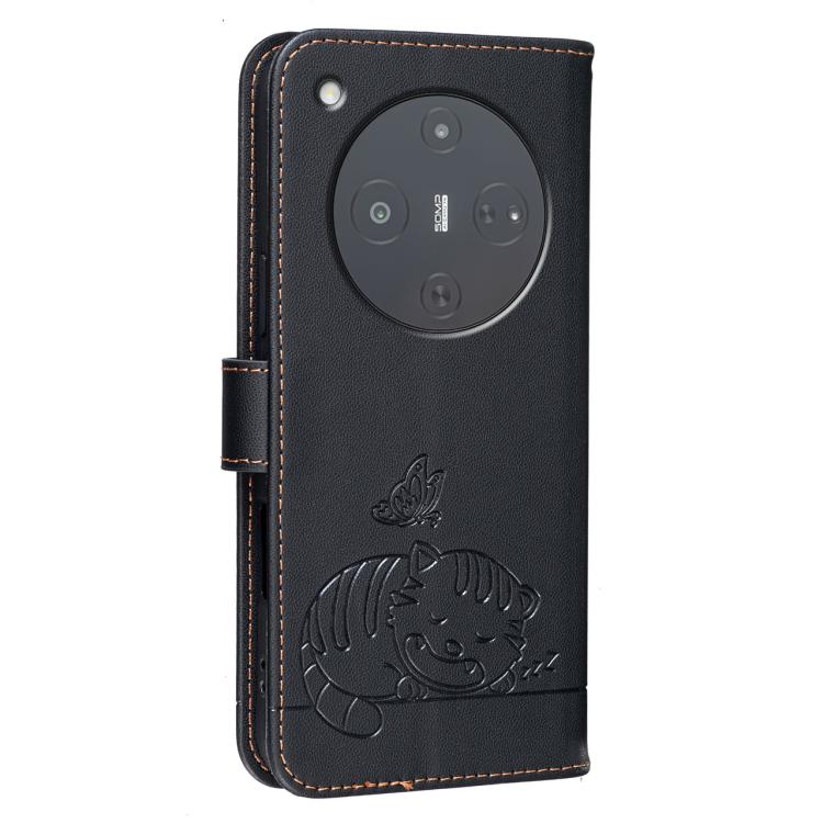 For ZTE nubia P9 Pro 5G Cat Butterfly Embossed RFID Vegan Leather Phone Case with Strap