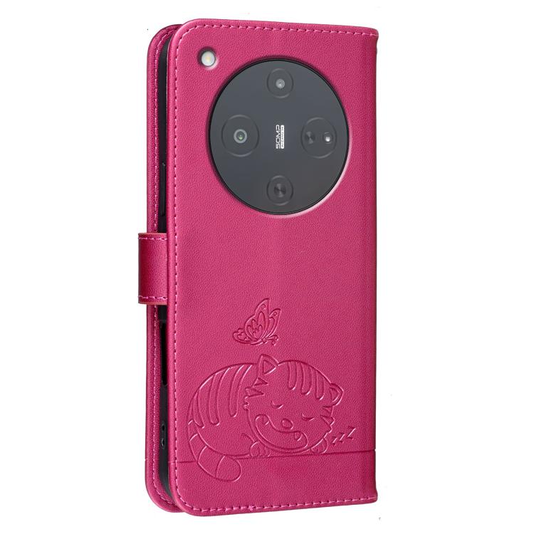 For ZTE nubia P9 Pro 5G Cat Butterfly Embossed RFID Vegan Leather Phone Case with Strap