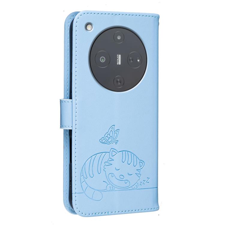 For ZTE nubia P9 Pro 5G Cat Butterfly Embossed RFID Vegan Leather Phone Case with Strap