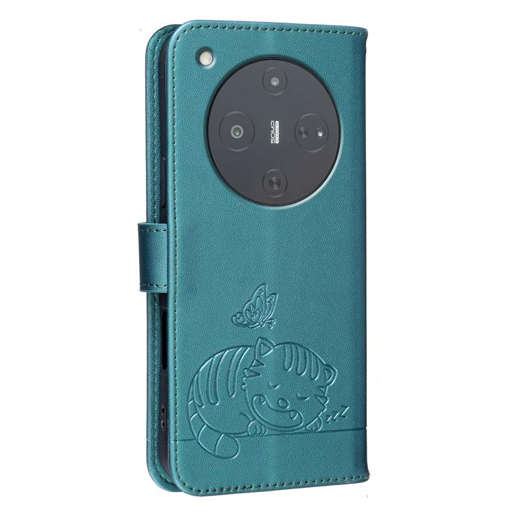 For ZTE nubia P9 Pro 5G Cat Butterfly Embossed RFID Vegan Leather Phone Case with Strap