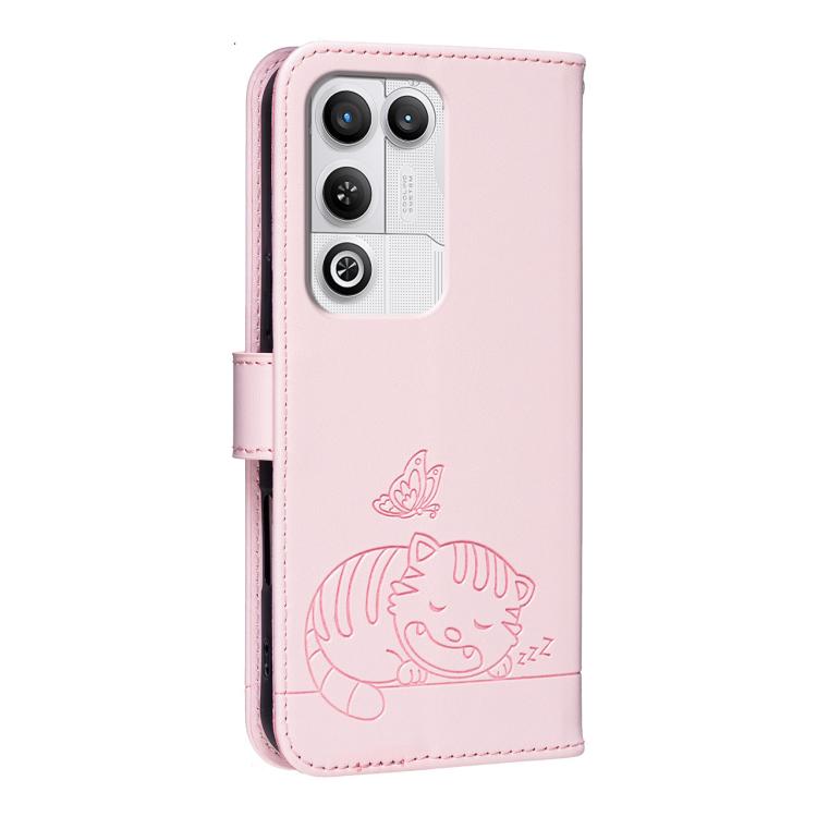 For ZTE nubia RedMagic 11 Air Cat Butterfly Embossed RFID Vegan Leather Phone Case with Strap