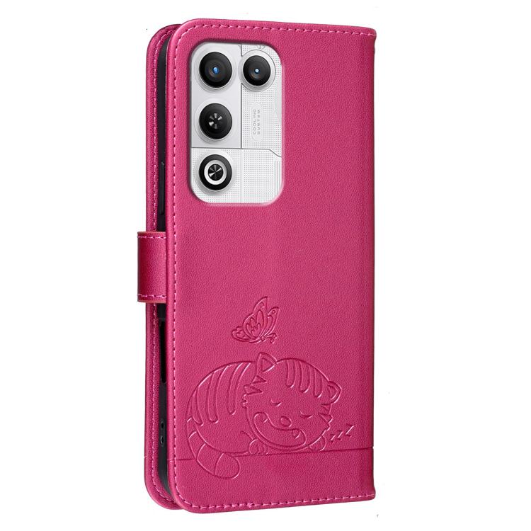 For ZTE nubia RedMagic 11 Air Cat Butterfly Embossed RFID Vegan Leather Phone Case with Strap